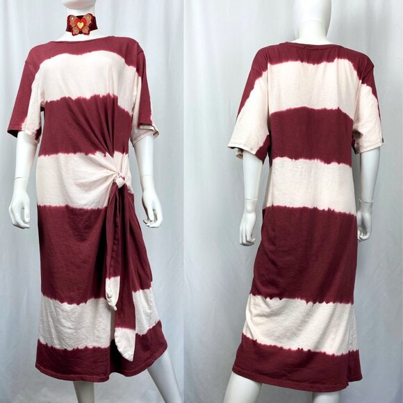 Zara Trafaluc tie dye boho cotton asymmetrical midaxi midi t-shirt dress large - Picture 2 of 4